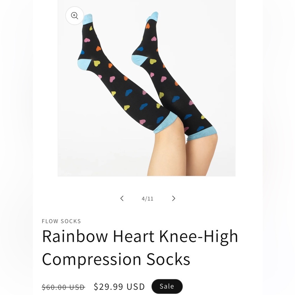 Rainbow Heart Knee-High Compression Socks- Flow New